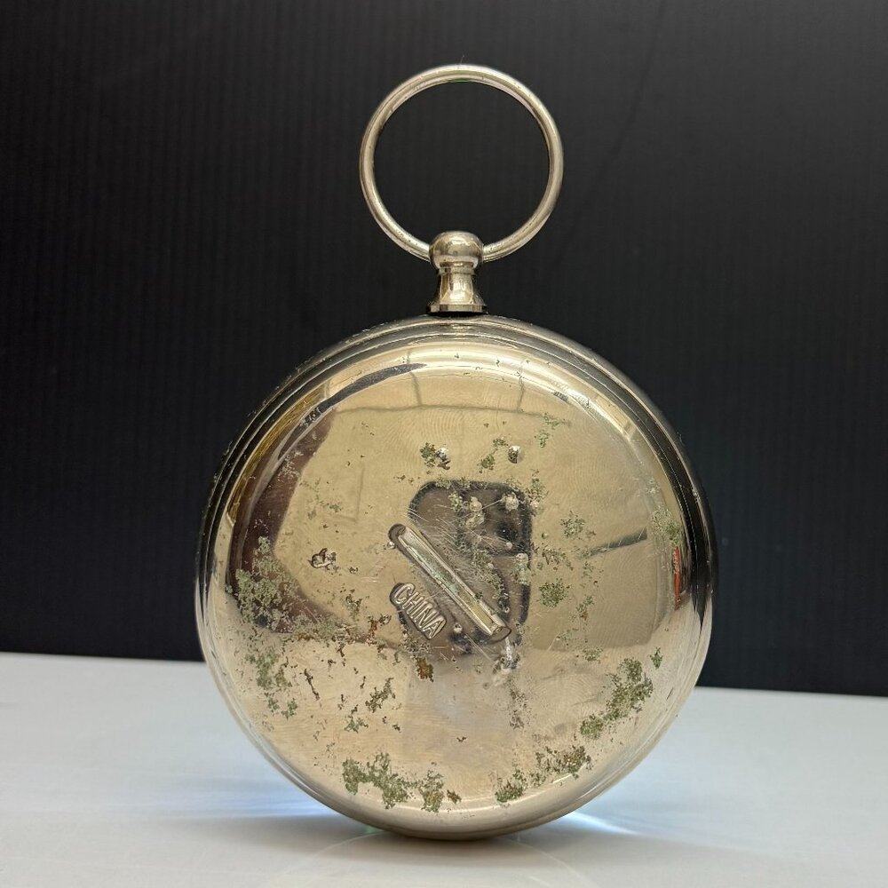 VINTAGE Clock Mechanical Pocket Watch 3 7/8" - Picture 3 of 4